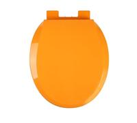 LIQONWAG Toilet Seat Soft Close Simple Top Fixing Round Toilet Seats Color with Adjustable Plastic Fixings, Oval Round Stoilet Lid Loo Seat 360 * 410Mm/Orange