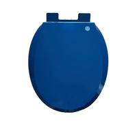 LIQONWAG Toilet Seat Soft Close Simple Top Fixing Round Toilet Seats Color with Adjustable Plastic Fixings, Oval Round Stoilet Lid Loo Seat 360 * 410Mm/K Blue