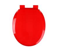 LIQONWAG Toilet Seat Soft Close Simple Top Fixing Round Toilet Seats Color with Adjustable Plastic Fixings, Oval Round Stoilet Lid Loo Seat 360 * 410Mm/Red