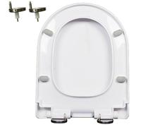 LIQONWAG U Stoilet Seat with Quiet Close Cover, Slow Close Toilet Seat,-Click to Quick Release, Easy to Install and Clean, Never Loosen Adjustable Hinge, Pp, White/45 * 35Cm