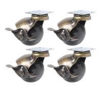 LIQONWAG Vintage Baller Wheels, Antique Brass Ballers, Smoothly Wheels, for Chairs, Sofa, Desk, Shelf, Coffee Table/4 Brake/1.5 inch