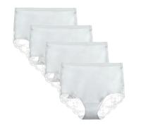 LIQQY Women's 4 Pack Combed Cotton Knicker Lace Coverage Full Rise Seamless Brief Panty Underwear (UK, Alpha, L, Regular, Regular, White)