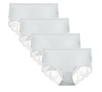 LIQQY Women's Cotton Lace Knicker Multipack Underwear Full Coverage Briefs | Mid-High Panties High Waist Underpants Pack of 4