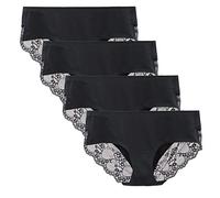 LIQQY Women's Seamless Knicker Cotton Lace Underwear Full Coverage Panty | Mid Rise No Panty Line Ladies Briefs 4 Pack