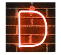 LIQS LED Letters Neon Sign,Battery and USB Powered Neon Night Light Decorative Neon Sign wall Lamp for Kids Bedroom (D, Red)