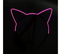 LIQS Light up Cat Ears Headband, Luminous Hair Hoop LED Cat Ears Headband,LED Light Up Flashing Headband for Women Girls Christmas Party (Pink)