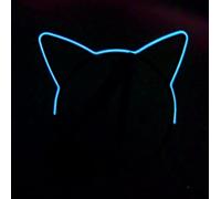 LIQS Light up Cat Ears Headband, Luminous Hair Hoop LED Cat Ears Headband,LED Light Up Flashing Headband for Women Girls Christmas Party (Blue)