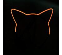 LIQS Light up Cat Ears Headband, Luminous Hair Hoop LED Cat Ears Headband,LED Light Up Flashing Headband for Women Girls Christmas Party (Orange)