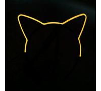 LIQS Light up Cat Ears Headband, Luminous Hair Hoop LED Cat Ears Headband,LED Light Up Flashing Headband for Women Girls Christmas Party (Yellow)