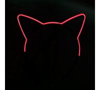 LIQS Light up Cat Ears Headband, Luminous Hair Hoop LED Cat Ears Headband,LED Light Up Flashing Headband for Women Girls Christmas Party (Red)