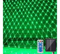 LIQS Solar Net String Lights, 192LED 3X2M Net Mesh Fairy Lights,with Remote 8 Modes Net Mesh Solar Powered Icicle Christmas Lights for Outdoor Indoor Garden Decorations (Green)