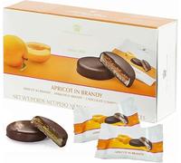 Liqueur Chocolates Gift Box for Womens Gifts - Apricot in Brandy Dark Chocolate Covered Marzipan 220g Chocolate Gift with Topline Card for Christmas Stocking Fillers, Secret Santa Gifts for Women