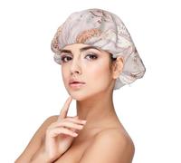 Liquid Abstract Marble With Rose Gold Glitter Splatter Texture,Adult's Satin Sleeping Cap - Women's Elastic Sleep Bonnet, Adjustable Overnight Hair Cover