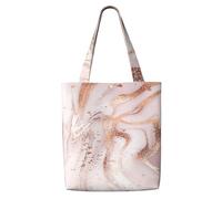 Liquid Abstract Marble With Rose Gold Glitter Splatter Texture,Reusable Grocery Bags Shopping Tote Bags Large Capacity Canvas Shoulder bag