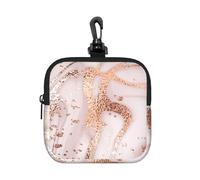 Liquid Abstract Marble with Rose Gold Glitter Splatter Texture, Square Zipper Storage Bag, Neoprene Coin Purse, Small Wallets, Change Pouch, Change Purse