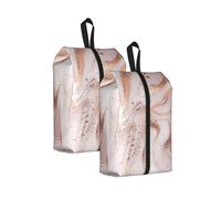 Liquid Abstract Marble with Rose Gold Glitter Splatter Texture, Travel Shoe Bags 2 Pack, Waterproof Shoe Storage Bags, Shoe Organizer for Travel and Home