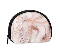 Liquid Abstract Marble with Rose Gold Glitter Splatter Texture, Women's Storage Bag Shell Makeup Bag Small Coin Purse Shell Change Pouch