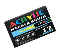 Liquid Acrylic Paint Marker 12 Color Marker Brush Tip for Journaling Scrapbooking Painting School Art Craft Paint Markers Set