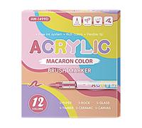 Liquid Acrylic Paint Pen 12 Color Multipurpose Brush Tip Acrylic Marker for Drawing Scrapbooking Card Making Journaling Liquid Inks