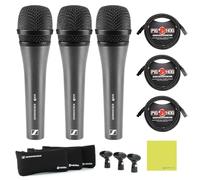 Liquid Audio 3-Pack E835 Dynamic Cardioid Microphone, Black Bundle w/ 3-Pack Pig Hog PHM10 8mm Mic XLR Cable Polishing Cloth