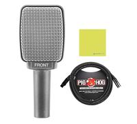 Liquid Audio Sennheiser E 609 Silver Supercardioid Dynamic Guitar Microphone Bundle w/Pig Hog PHM10 8mm Mic Cable Polishing Cloth
