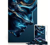 Liquid Blue Gold Jigsaw Puzzle 1000 Piece Recall Enhancer Thick Material Pattern Assemble Birthday Gift (38x52cm)