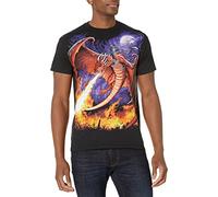 Liquid Blue Men's Plus Size Fantasy Dragon Fire Short Sleeve T-Shirt, Black, Medium