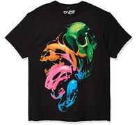 Liquid Blue Men's Plus-Size Liquid Neon Skulls T-Shirt - Black - Medium