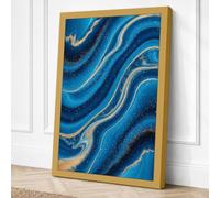 Liquid Blue Motion Abstract Canvas Wall Art Print 36x24 Inch (91 x 61 cm)