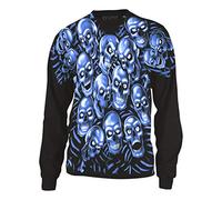Liquid Blue Unisex-Adult's Skull Pile Blue Fantasy All Over Print Long Sleeve T-Shirt, Black, Large