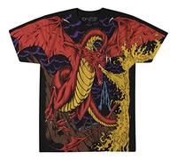 Liquid Blue Unisex's Dragon Vintage All Over Print Short Sleeve T-Shirt, Black, Medium