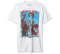 Liquid Blue Unisex's Grateful Dead Bertha Wheel and Roses Short Sleeve Tee T-Shirt, White, Medium