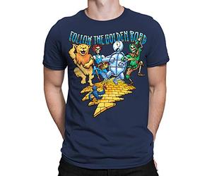 Liquid Blue Unisex's Grateful Dead Follow The Golden Road Short Sleeve T-Shirt, Navy, Large