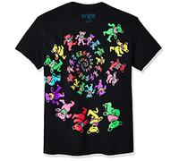 Liquid Blue Unisex's Grateful Dead Spiral Bears Blacklight T-Shirt, Black, Medium