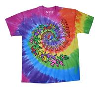 Liquid Blue Unisex's Grateful Dead Spiral Trippy Dancing Bears T-Shirt, Tie Dye, M