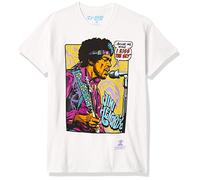 Liquid Blue Unisex's Jimi Hendrix Pop Art 'Scuse Me While I Kiss The Sky T-Shirt, White, Medium