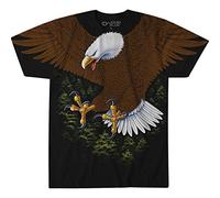 Liquid Blue Unisex's Vintage Eagle All Over Print Short Sleeve T-Shirt, Black, Medium