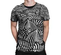 Liquid Blue Unisex's White Zebra All Over Print Short Sleeve T-Shirt, Black, XXL