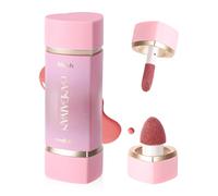 Liquid Blush for Cheeks, 2-IN-1 Lip Gloss Blusher With Double-Head Brush, Highly Pigmented Long-Lasting Blush Makeup and Lip Tint, Multi-use Moisturizing Creamy Blusher (Peach Pink)