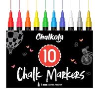 Liquid Chalk Pens (10 Pack) with Gold & Silver - Extra Fine Tip Dry Erase Marker Pens for Blackboard, Windows, Chalkboard Signs, Bistro - 1mm Tip