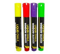 Liquid Chalk Pens 4 x Multicolored Window Markers for Chalkboards Windows Whiteboard Blackboard Erase Marker Pens Sold by Zinnia
