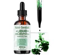Liquid Chlorophyll Drops for Water 6000mg High Strength, Peppermint Flavour Chlorophyll Drink, Natural Detox & Cleanse, Energy Booster, Antioxidant Support, 60ml 60 Servings Vegan Supplement