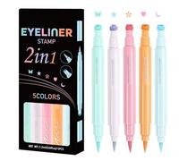 Liquid Colored Liner for Eyes - 5 Pcs Quick Dry Stamp Set, Vibrant Makeup Pen, Long Wear Formula, Smooth Precision Tool | Face Decoration Kit Star Moon Heart Shapes for Festival Party Fashion Look