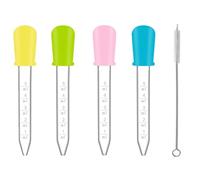 Liquid Droppers, 4 Pcs 5ml Silicone Liquid Droppers, Silicone and Plastic Droppers, Clear Plastic Droppers Pipettes, with Cleaning Brushes, for Gummy Mold and Crafts