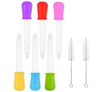 Liquid Droppers 6 Pcs 5ml Silicone Liquid Droppers Clear Droppers Pipettes with 2Pcs Cleaning Brushes for Gummy Mold and Crafts