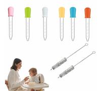 Liquid Droppers, 6 Pcs 5ml Silicone Liquid Droppers, Silicone and Plastic Droppers, Clear Plastic Droppers Pipettes, with Cleaning Brushes, for Gummy Mold and Crafts