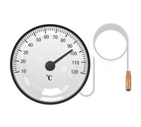 Liquid Expansion Temperature Gauge for Water and Fluids Monitoring, 0 to 120°C Capillary Thermometer with 144cm Probe, No Battery Required