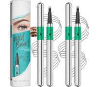 Liquid Eyebrow Pen Set, 4-Prong Applicator, 2 Brown Shades, 2 x 1 ml | Creates 4 fine hair-like strokes at once, removable caps, for shaping and filling brows during daily make-up or travel