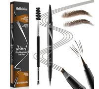 Liquid Eyebrow Pencil, 2-in-1 Waterproof Eyebrow Pen for Women with 4-Fork-Tip & Precise Brow Pencil, with Double-ended Eyebrow Brush Create Natural-Looking Brows, Last All-Day (Dark Brown)