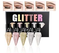 Liquid Eyeliner Glitter Eye Liners Kit,Shiny Diamond-Shape Waterproof Eyeliner Pigment Colorful Eye Shadow Quick Dry Shimmer Silver Gold Beauty Cosmetics Makeup For Women